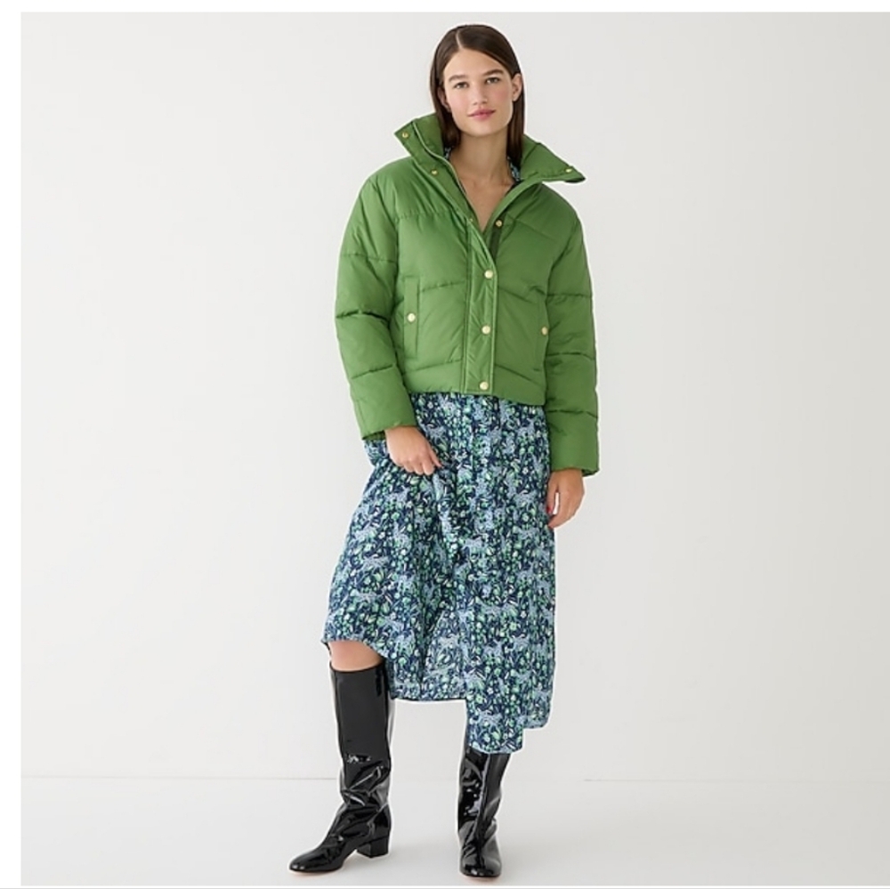 NWT J.Crew Limited-edition cropped puffer jacket Explorer Green Sx XL $199